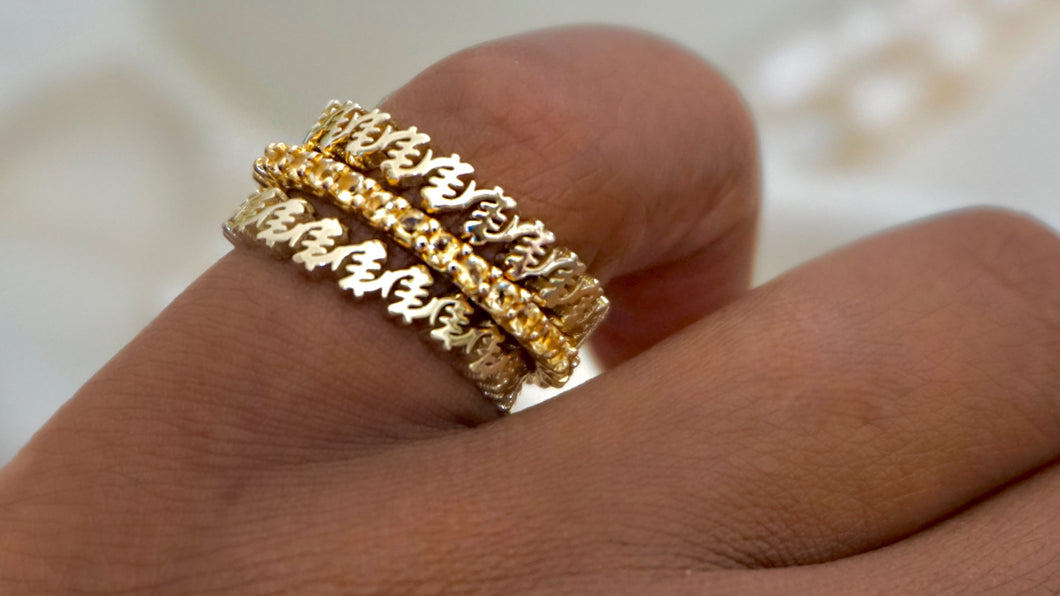 Wave Gemstone Ring - 18k Gold